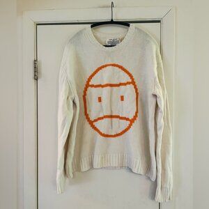 Tory Burch Lil Grumps Tennis Prep 100% Merino Wool Oversized Skater Sweater S